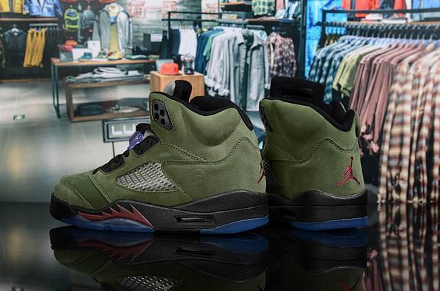 Air Jordan 5 Men Shoes Olive;